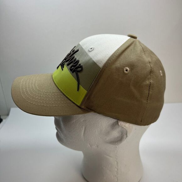 Quiksilver Skate Surf Stretch Hat One Size Logo Retro Beige Neon Colorblock - Picture 3 of 8